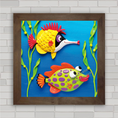 Quadro decorativo peixinhos coloridos