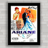 Quadro de cinema , com pôster de filme antigo Ariane , Audrey Hepburn .