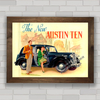 Quadro decorativo com propaganda antiga do carro antigo Austin .