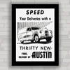 Quadro decorativo com pôster propaganda do carro antigo Austin .