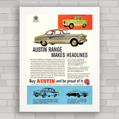 Quadro decorativo com propaganda antiga dos carros Austin .
