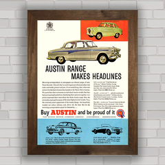Quadro decorativo com propaganda antiga dos carros Austin .