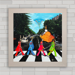 Quadro decorativo com pôster dos Beatles atravessando a rua Abbey Road .