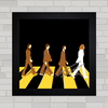 Quadro decorativo com pôster dos Beatles atravessando a rua Abbey Road .