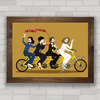 Quadro decorativo com pôster da banda de rock Beatles de bicicleta .
