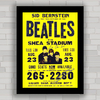Quadro decorativo com cartaz antigo de show da banda de rock Beatles .