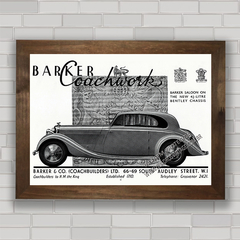 Quadro decorativo com imagem propaganda antiga do carro Bentley .