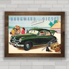 Quadro retrô com propaganda de carro antigo Borgward .