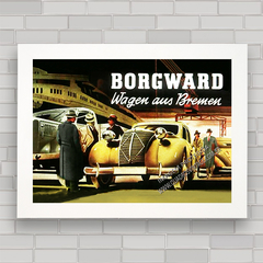 Quadro com propaganda de carro e caminhão antigo Borgward .