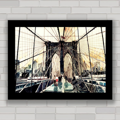 Quadro decorativo para sala com imagem de Nova Iorque , ponte Brooklyn .