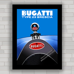 Quadro decorativo com pôster propaganda do carro antigo Bugatti .
