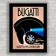 Quadro decorativo com pôster propaganda do carro antigo Bugatti .