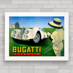 Quadro decorativo com pôster do carro antigo Bugatti .