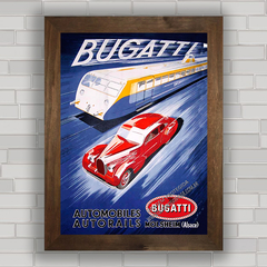 Quadro decorativo com pôster do carro antigo e trem Bugatti .