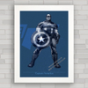Quadro decorativo de super heróis , com pôster do Capitão América .