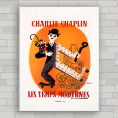 Quadro decorativo com pôster do Charlie Chaplin Tempos Modernos .