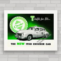 Quadro decorativo com pôster do carro antigo Checker , táxi de Nova Iorque .