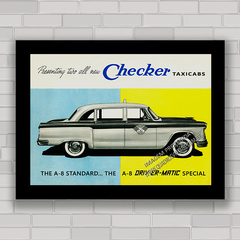 Quadro decorativo com pôster do carro antigo Checker , táxi de Nova Iorque .