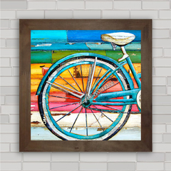 Quadro decorativo com pôster de bicicleta colorida .