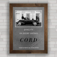 Quadro decorativo com propaganda do carro antigo Cord .