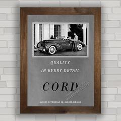 Quadro decorativo com propaganda do carro antigo Cord .