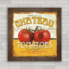 Quadro decorativo com imagem de tomates e vegetais