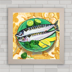Quadro decorativo de frutos do mar e peixes