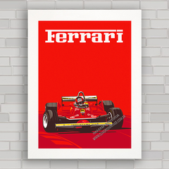 Quadro decorativo Ferrari antiga Fórmula 1 Villeneuve .