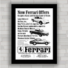 Quadro decorativo propaganda anúncio Ferrari antiga .