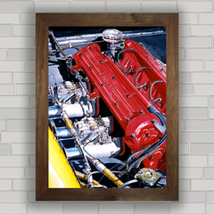 Quadro decorativo motor da Ferrari antiga Testa Rossa 250 .