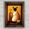 Quadro decorativo com pôster de gato siamês