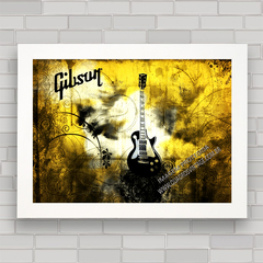 Quadro decorativo com imagem pôster de guitarra Gibson .