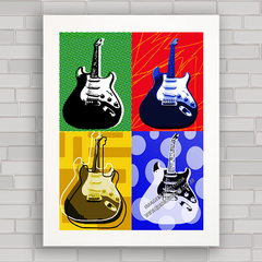 Quadro decorativo com imagem pôster de guitarra pop art .