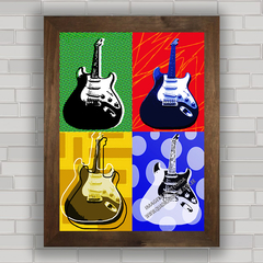 Quadro decorativo com imagem pôster de guitarra pop art .