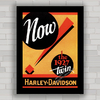 Quadro decorativo propaganda moto antiga Harley Davidson .