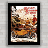 Quadro decorativo propaganda moto antiga Harley Davidson .