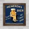 Quadro decorativo propaganda antiga cerveja Heineken .