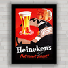 Quadro decorativo propaganda antiga cerveja Heineken .