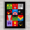Quadro decorativo com imagem pôster de super heróis Marvel DC .