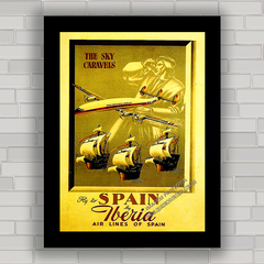 Quadro decorativo propaganda anúncio companhia aérea antiga Ibéria .