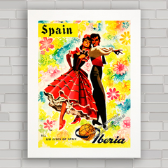 Quadro decorativo propaganda anúncio companhia aérea antiga Espanha .