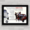 Quadro com pôster propaganda antiga de carro BMW Isetta .