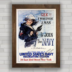 Quadro decorativo com anúncio antigo da marinha