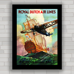 Quadro decorativo propaganda anúncio companhia aérea antiga KLM .