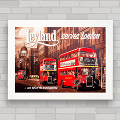 Quadro propaganda anúncio de ônibus antigo Leyland em Londres .