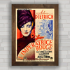 Quadro com imagem pôster do filme A imperatriz Vermelha Marlene Dietrich .