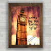 Quadro vintage com pôster do relógio Big Ben Londres .