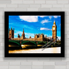 Quadro decorativo pôster do relógio Big Ben e ponte em Londres .