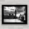 Quadro decorativo pôster do relógio Big Ben e ponte em Londres .