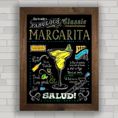 Quadro decorativo para bar , com pôster de coquetel drink Margarita .